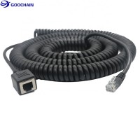 Injection black male to female  RJ11 RJ12 6P4C 6P6C Spring Telephone Cable Coiled Telephone Cord